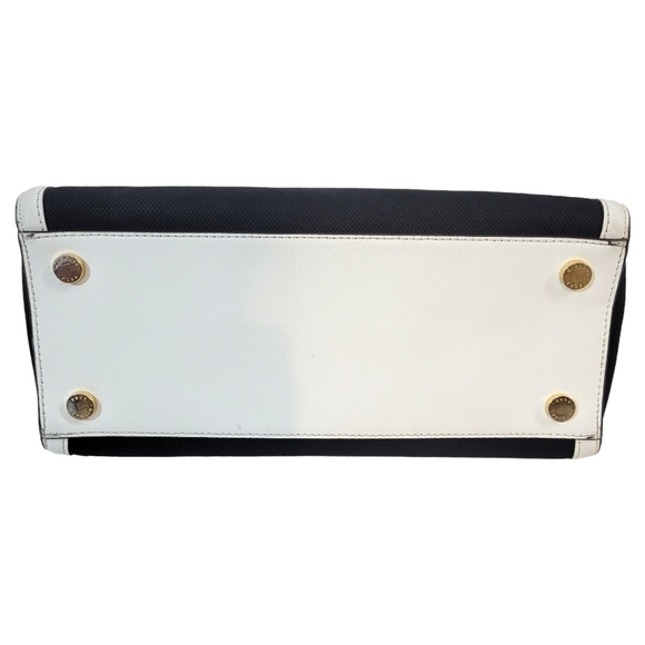 Michael Kors Selma Colorblock Black & White Large Trapeze Satchel Bag - Picture 10 of 15